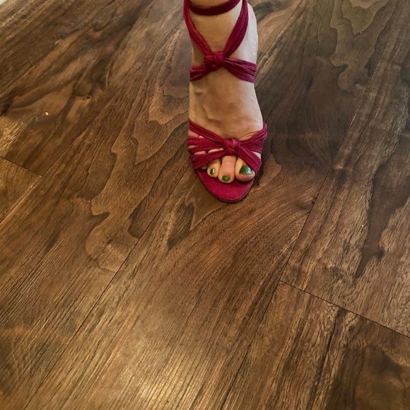 Kurt Geiger Suede Knot Ankle Wrap Open Toe Heels - Picture 12 of 12